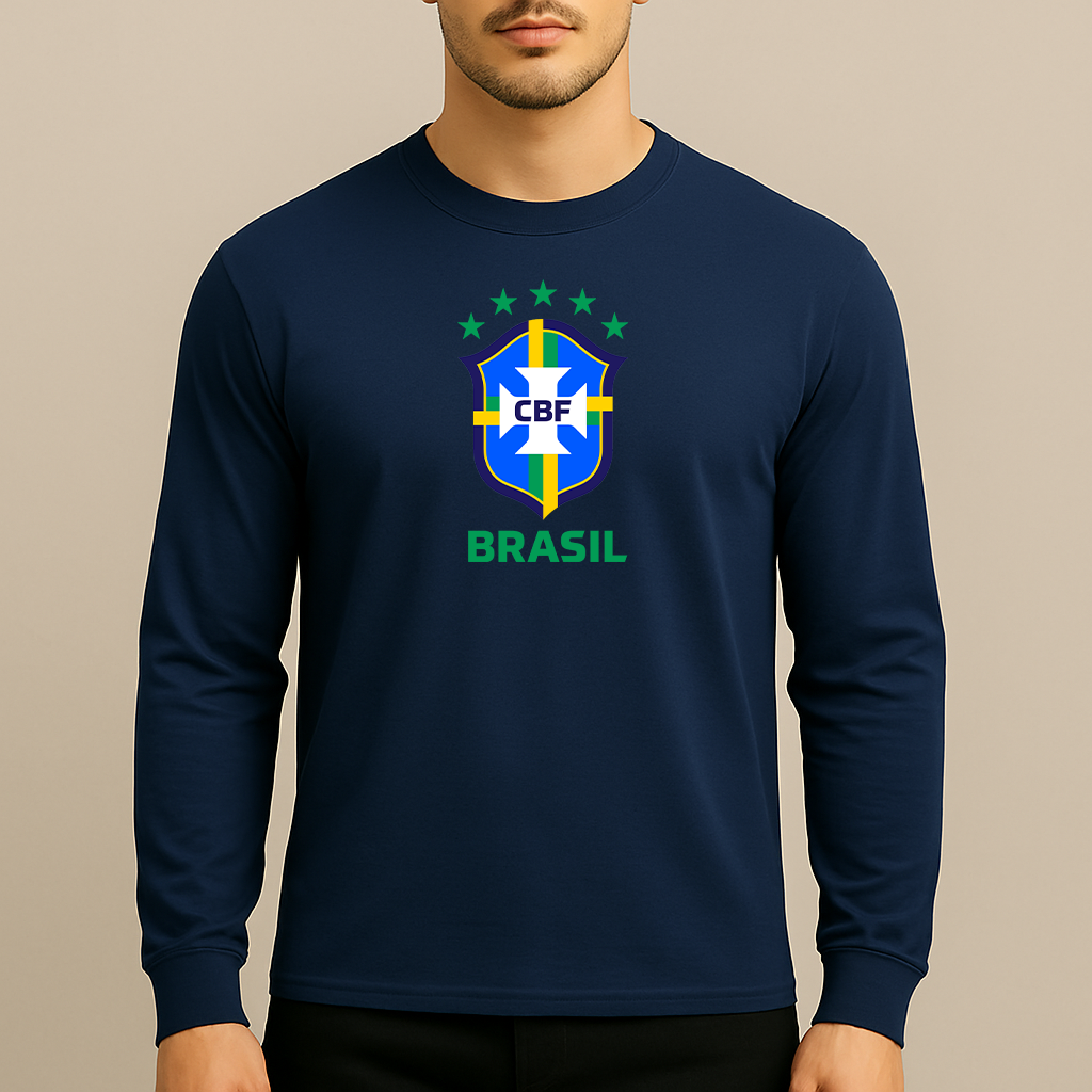 Men's Brasil National Soccer Team Long Sleeve T-Shirt