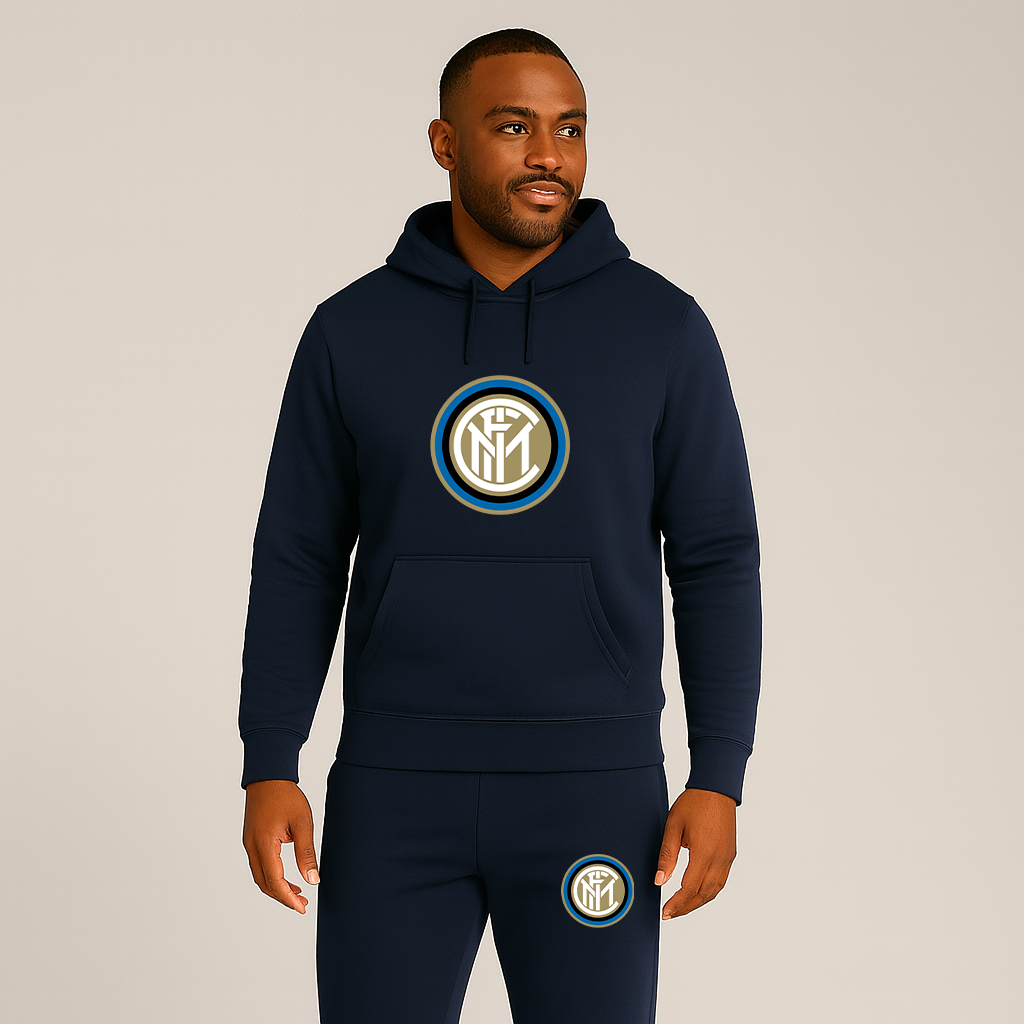 Men's Inter Milan Soccer Logo Hoodie Joggers Set