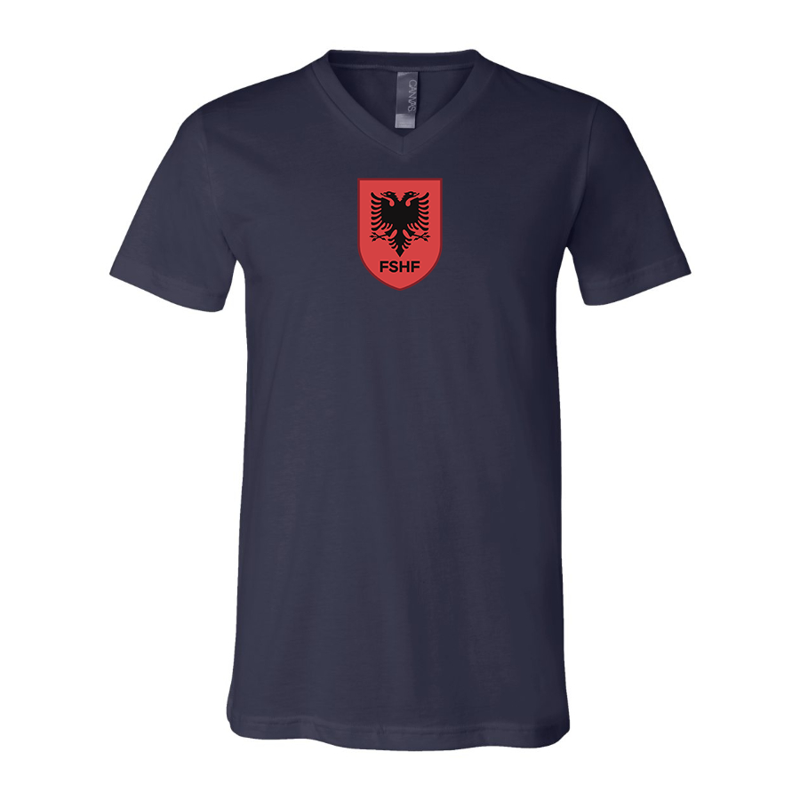 Men’s Albania National Soccer Team - BELLA + CANVAS - Jersey V-Neck Tee - 3005
