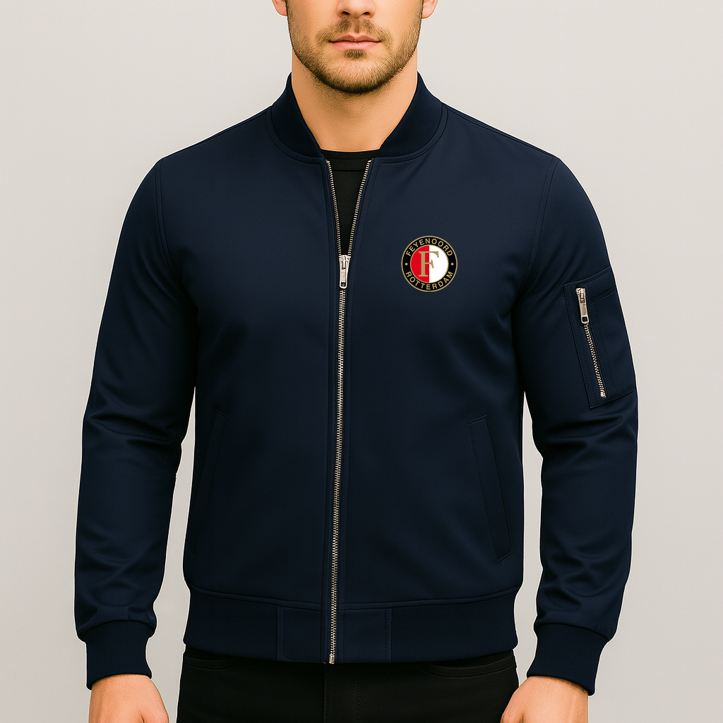 Men's Feyenoord FC Lightweight Bomber Jacket Windbreaker Softshell Varsity Jacket Coat