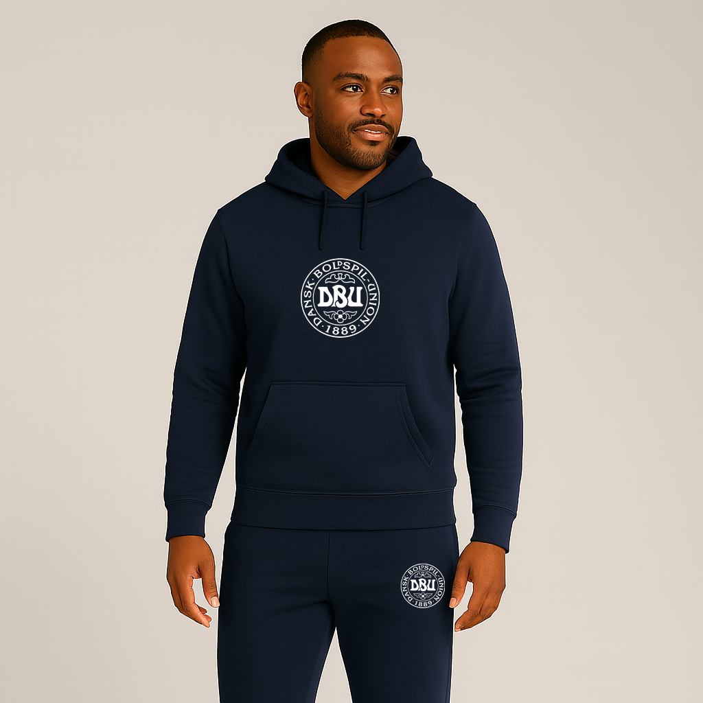 Men's Denmark Soccer Soccer Logo Hoodie Joggers Set