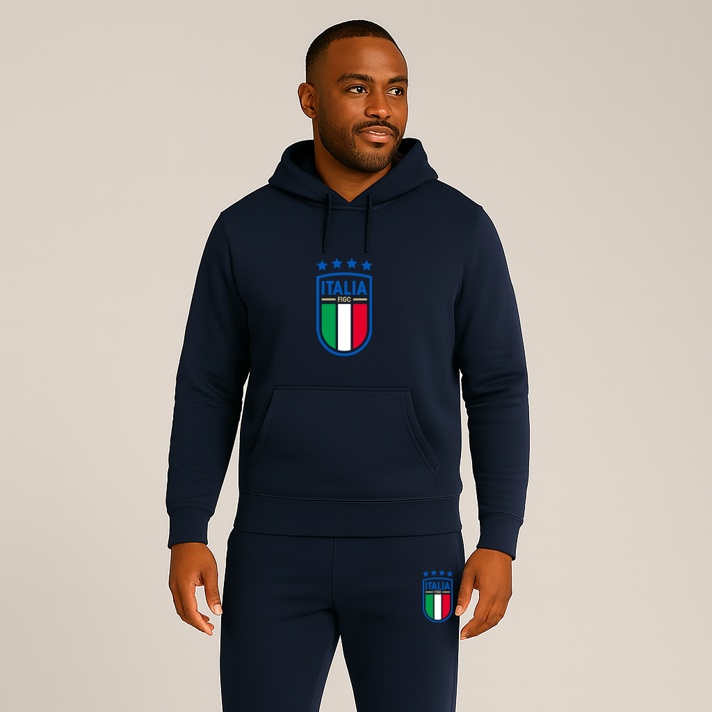 Men's Italy National Soccer Team Hoodie Joggers Set