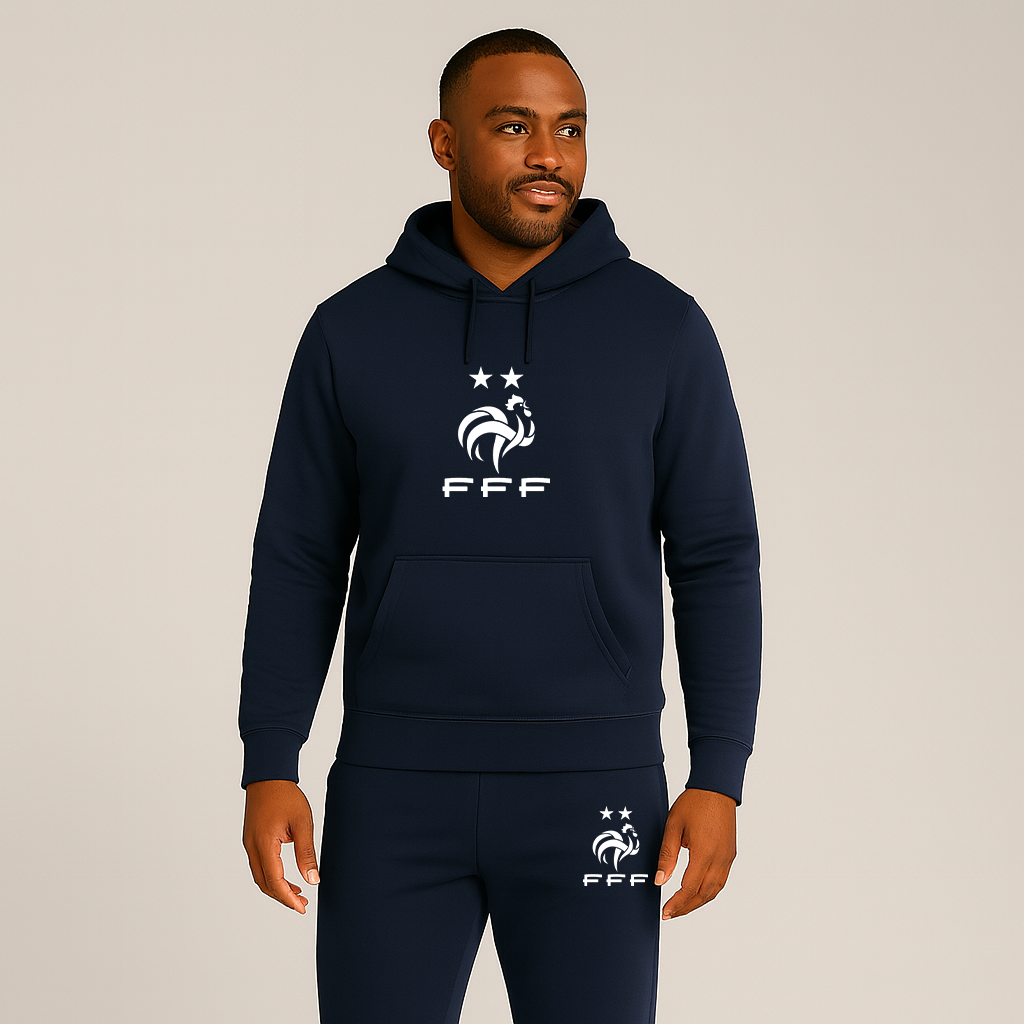Men's France Soccer Logo Hoodie Joggers Set