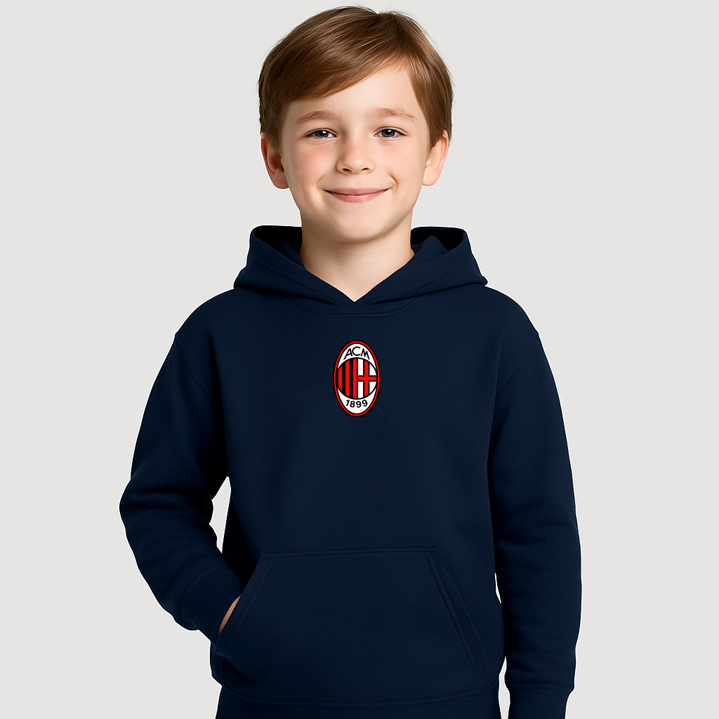 Youth Kids AC Milan Soccer Pullover Hoodie