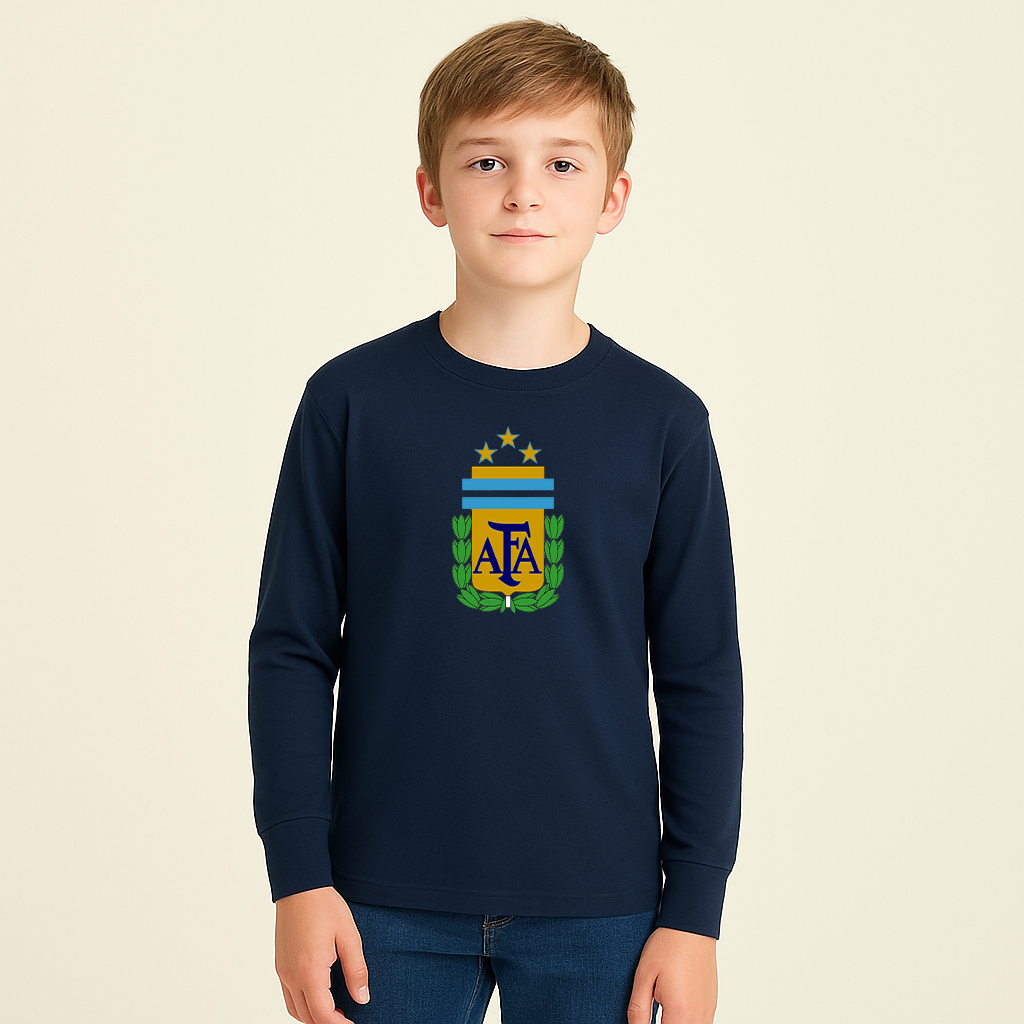 Youth Kids Argentina National Soccer Team Long Sleeve T-Shirt