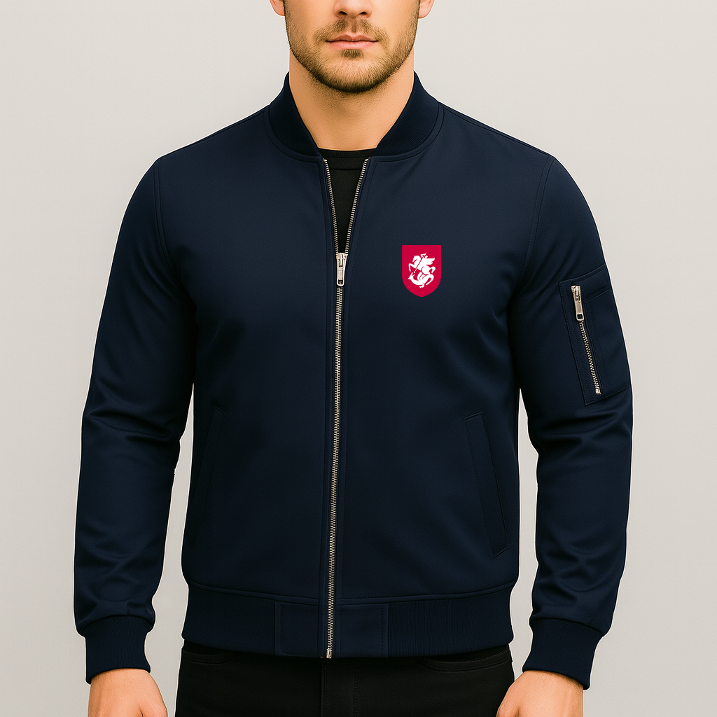 Men's Georgia National Soccer Team Lightweight Bomber Jacket Windbreaker Softshell Varsity Jacket Coat