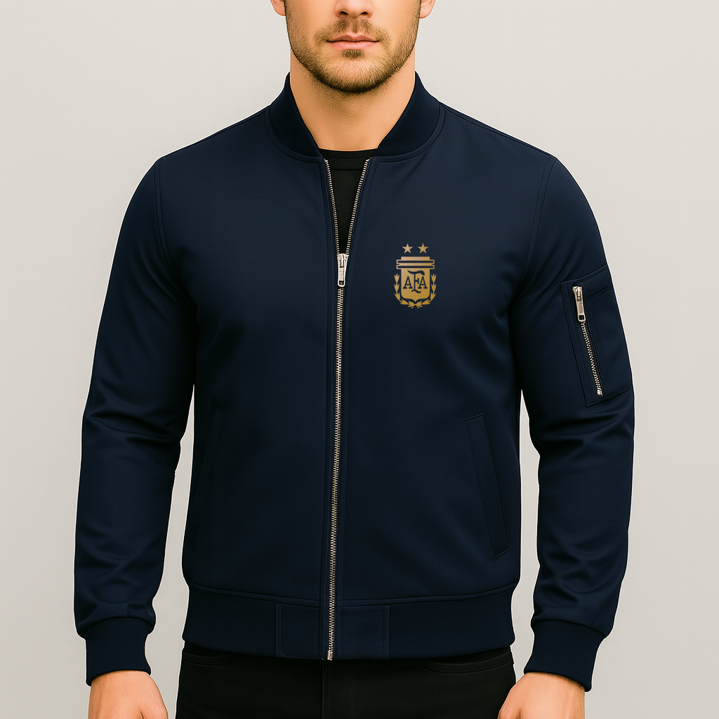 Men's Argentina Soccer Lightweight Bomber Jacket Windbreaker Softshell Varsity Jacket Coat