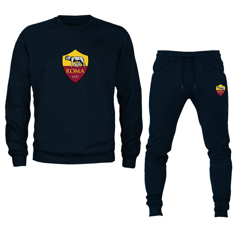 Men's AS Roma FC Logo Crewneck Sweatshirt Joggers Suit