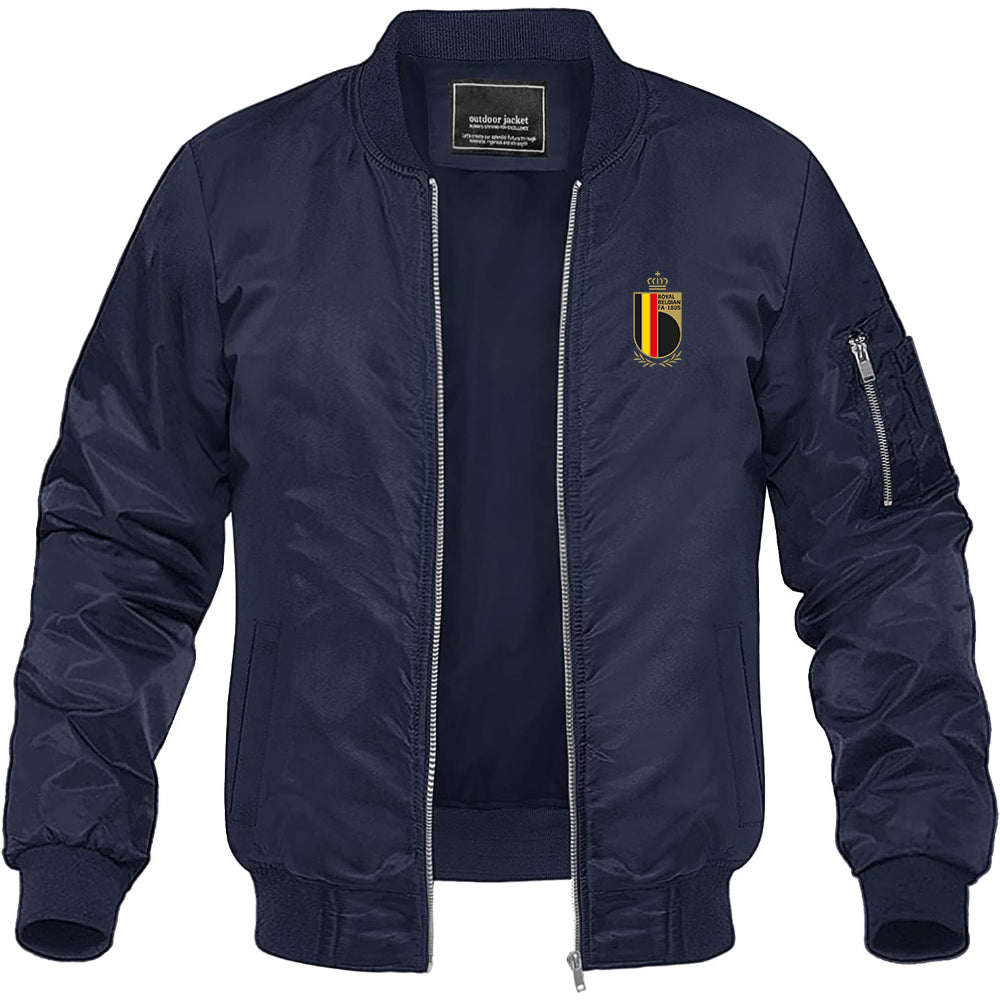 Men's Belgium National Soccer Team Lightweight Bomber Jacket Windbreaker Softshell Varsity Jacket Coat