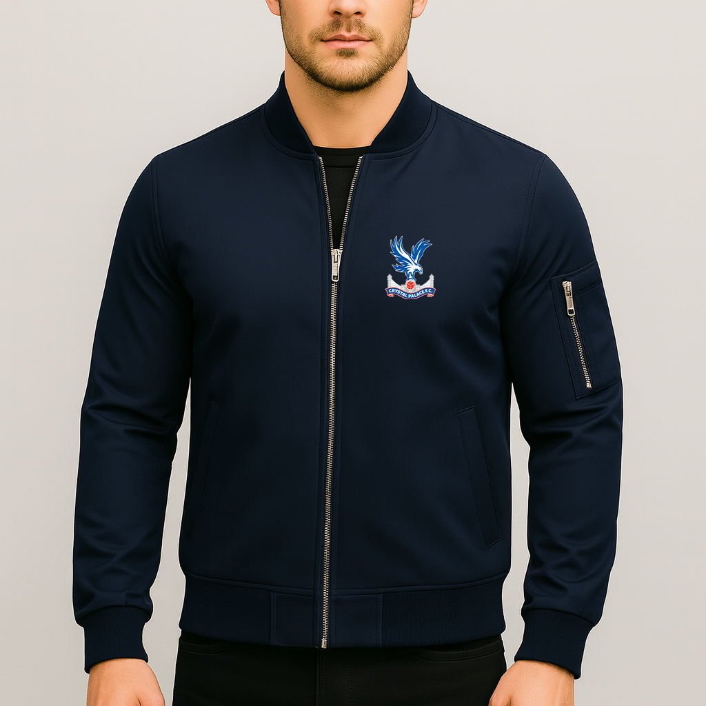 Men's Crystal Palace F.C Lightweight Bomber Jacket Windbreaker Softshell Varsity Jacket Coat
