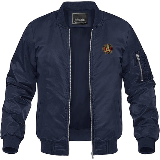 Men's Atlanta United FC Lightweight Bomber Jacket Windbreaker Softshell Varsity Jacket Coat