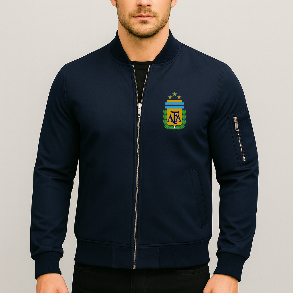 Men's Argentina National Soccer Team Lightweight Bomber Jacket Windbreaker Softshell Varsity Jacket Coat