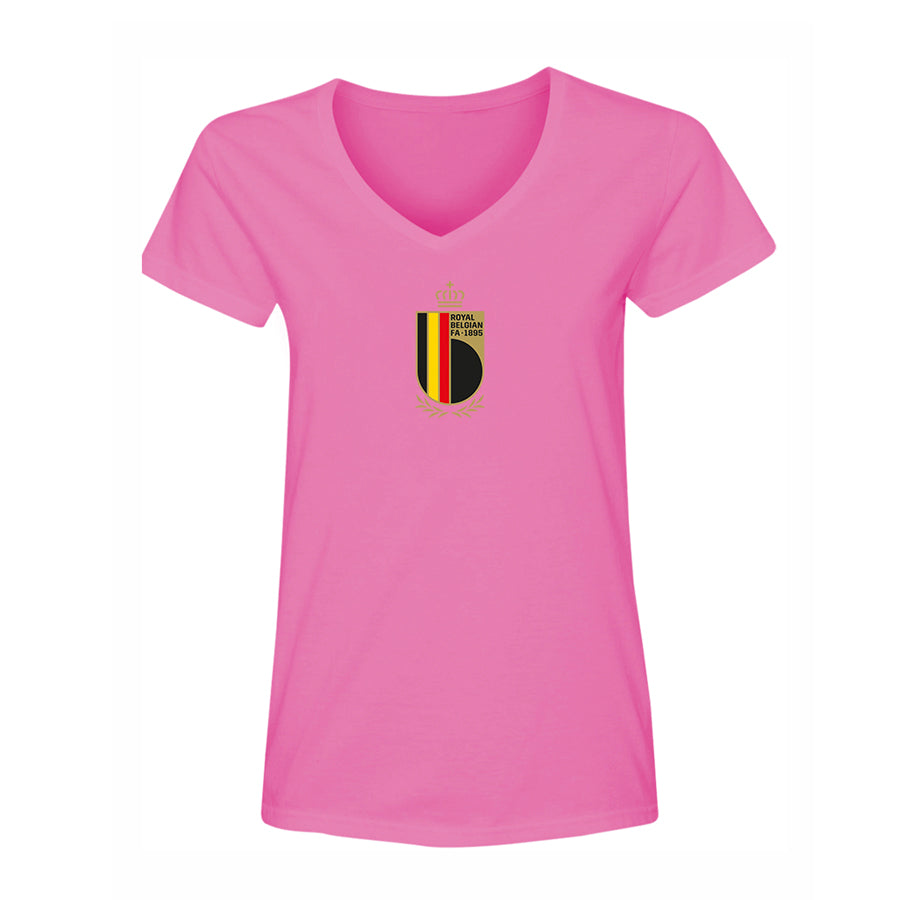 Women's Belgium National Soccer Team V-Neck T-Shirt