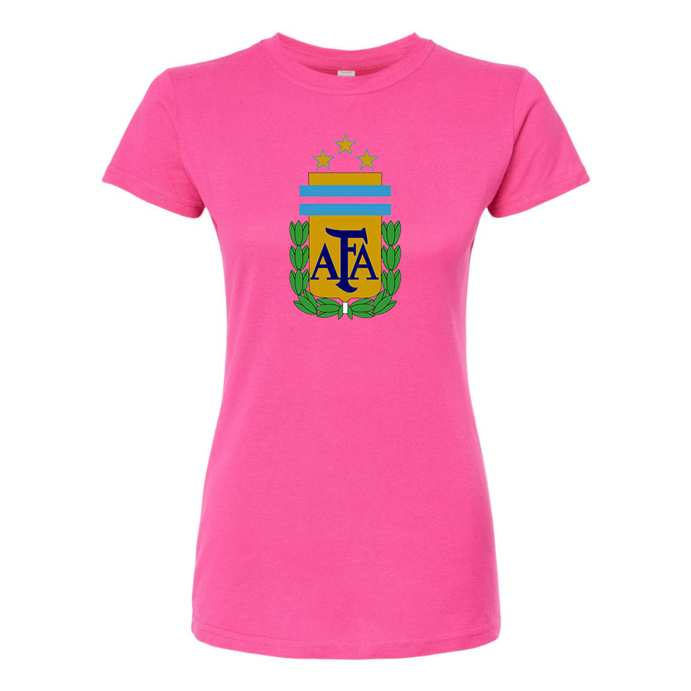 Women's Argentina National Soccer Team Round Neck T-Shirt