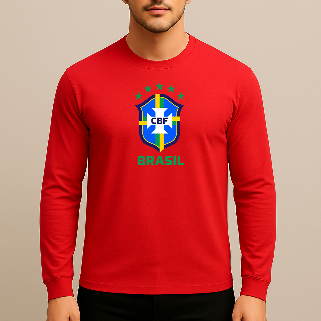 Men's Brasil National Soccer Team Long Sleeve T-Shirt