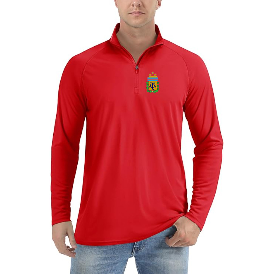 Men’s Argentina National Soccer - Lightweight Quarter-Zip Athletic Shirt – Long Sleeve Performance Wear