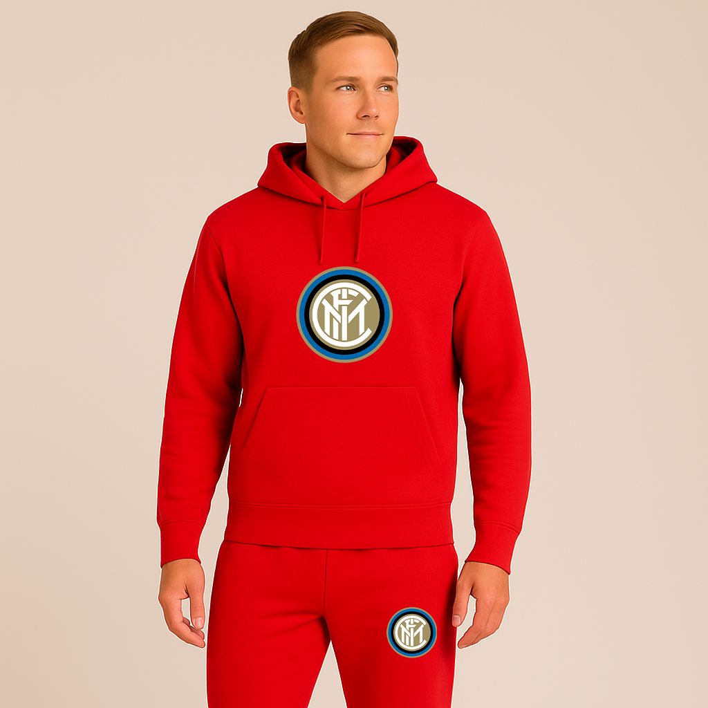 Men's Inter Milan Soccer Logo Hoodie Joggers Set