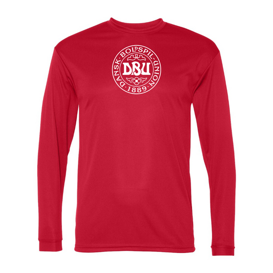 Men’s Denmark Soccer (Black) (White) Performance Long Sleeve T-Shirt