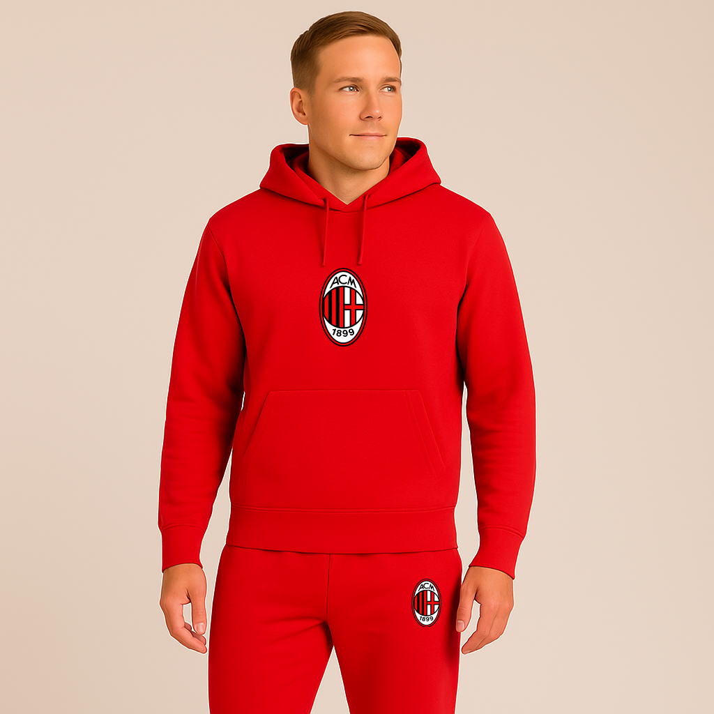 Men’s AC Milan Soccer Logo Hoodie Joggers Set