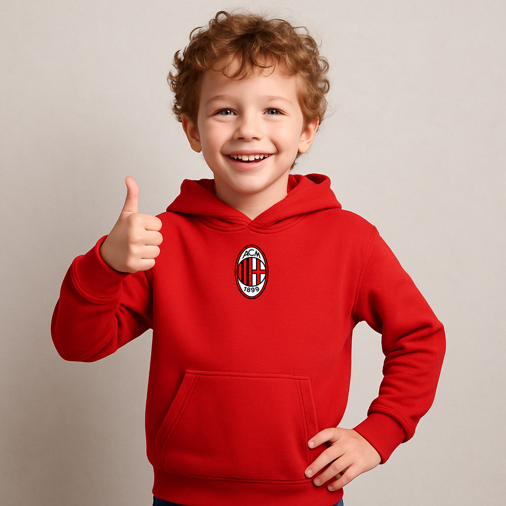 Youth Kids AC Milan Soccer Pullover Hoodie