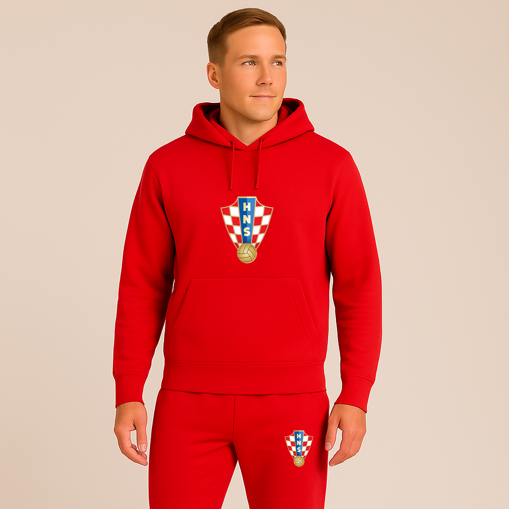 Men's Croatia National Soccer Team Hoodie Joggers Set