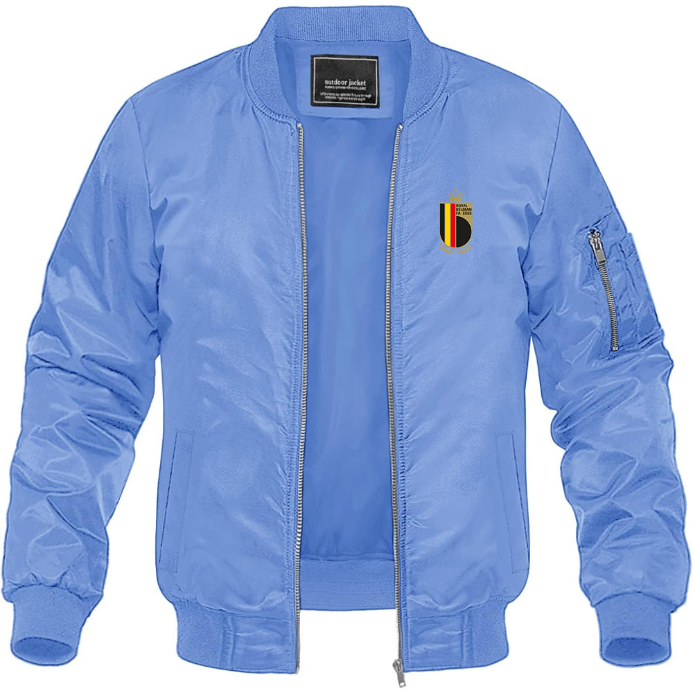 Men's Belgium National Soccer Team Lightweight Bomber Jacket Windbreaker Softshell Varsity Jacket Coat