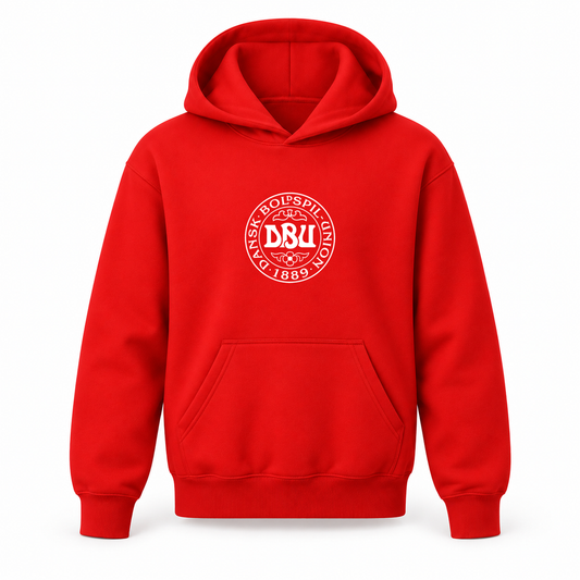 Youth Kids Denmark Soccer Pullover Hoodie | Color: Red | Refreshed youth hoodie, original Drive artwork