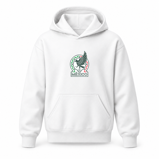 Youth Kids Mexico Soccer Pullover Hoodie | Color: White | Refreshed youth hoodie, original Drive artwork