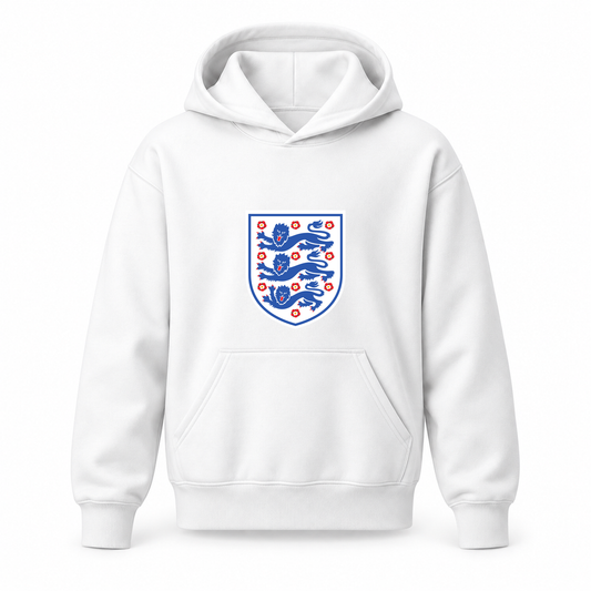 Youth Kids England National Football Team Pullover Hoodie | Color: White | Refreshed youth hoodie, original Drive artwork
