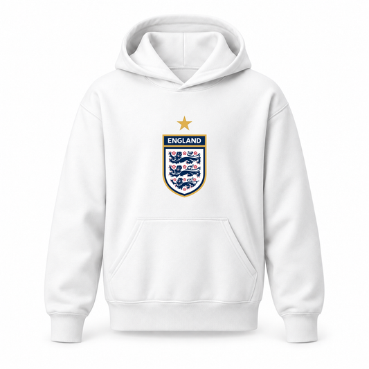 Youth Kids England National Soccer Team  Pullover Hoodie | Color: White | Refreshed youth hoodie, original Drive artwork