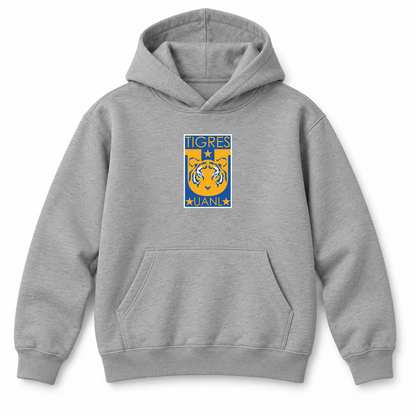 Youth Kids Tigres UANL FC Pullover Hoodie | Color: Grey | Refreshed youth hoodie, original Drive artwork