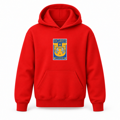 Youth Kids Tigres UANL FC Pullover Hoodie | Color: Red | Refreshed youth hoodie, original Drive artwork