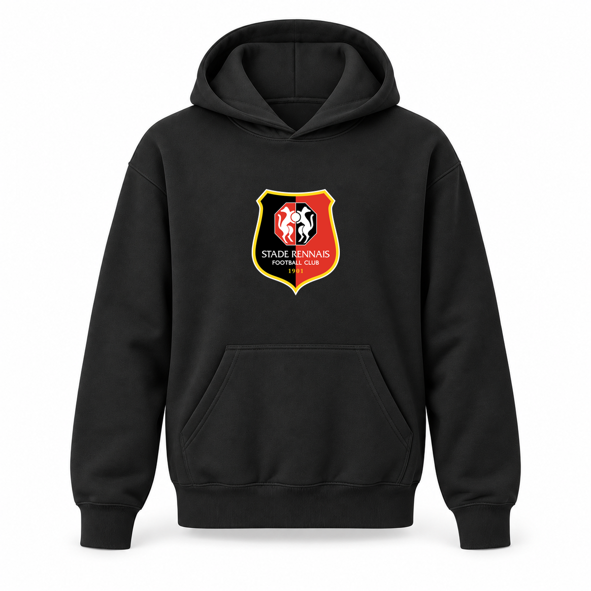 Youth Kids Stade Rennais FC Pullover Hoodie | Color: Black | Refreshed youth hoodie, original Drive artwork