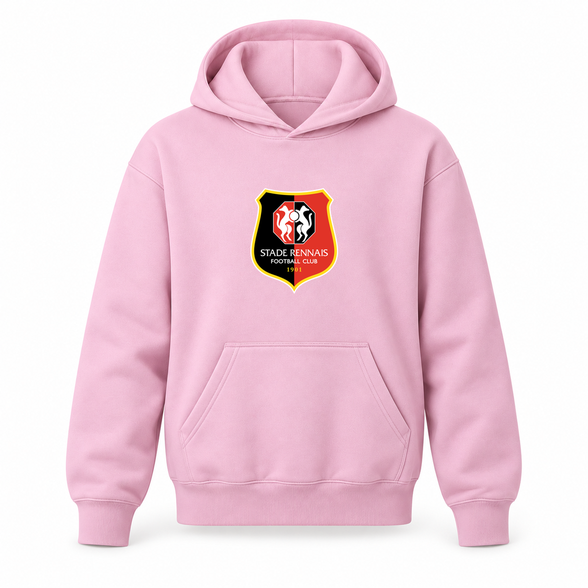 Youth Kids Stade Rennais FC Pullover Hoodie | Color: Light Pink | Refreshed youth hoodie, original Drive artwork