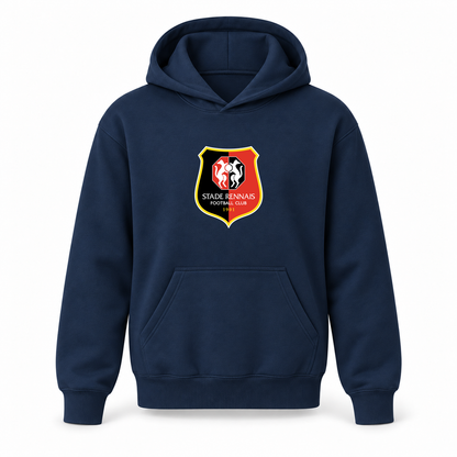Youth Kids Stade Rennais FC Pullover Hoodie | Color: Navy | Refreshed youth hoodie, original Drive artwork