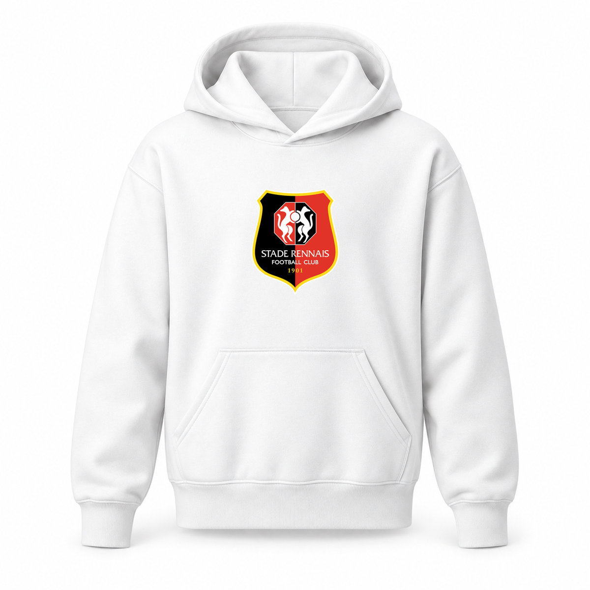 Youth Kids Stade Rennais FC Pullover Hoodie | Color: White | Refreshed youth hoodie, original Drive artwork
