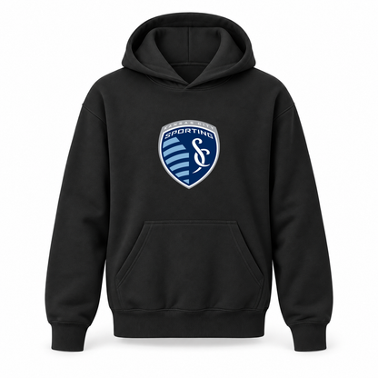 Youth Kids Sporting Kansas City FC Pullover Hoodie | Color: Black | Refreshed youth hoodie, original Drive artwork