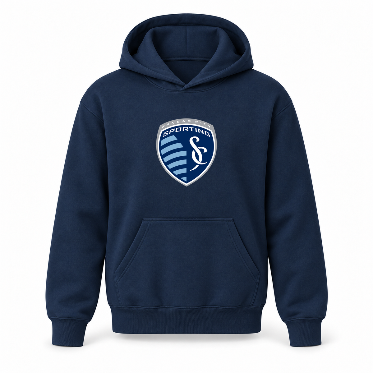 Youth Kids Sporting Kansas City FC Pullover Hoodie | Color: Navy | Refreshed youth hoodie, original Drive artwork