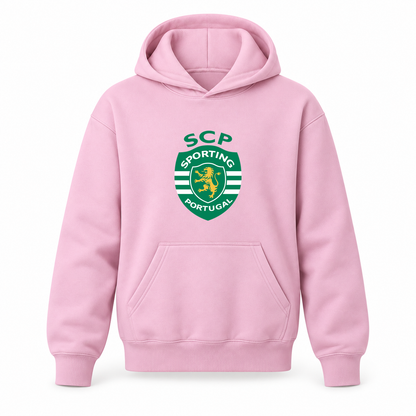 Youth Kids Sporting CP FC Pullover Hoodie | Color: Light Pink | Refreshed youth hoodie, original Drive artwork