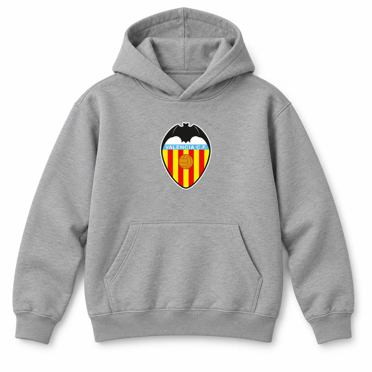 Youth Kids Valencia FC Pullover Hoodie | Color: Grey | Refreshed youth hoodie, original Drive artwork