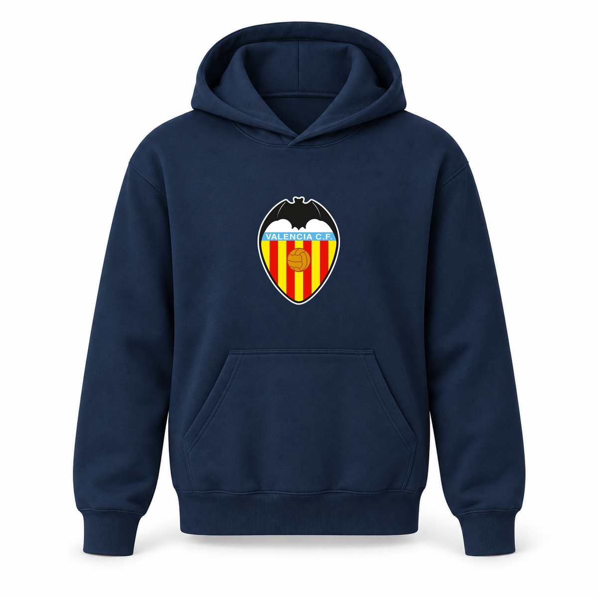 Youth Kids Valencia FC Pullover Hoodie | Color: Navy | Refreshed youth hoodie, original Drive artwork