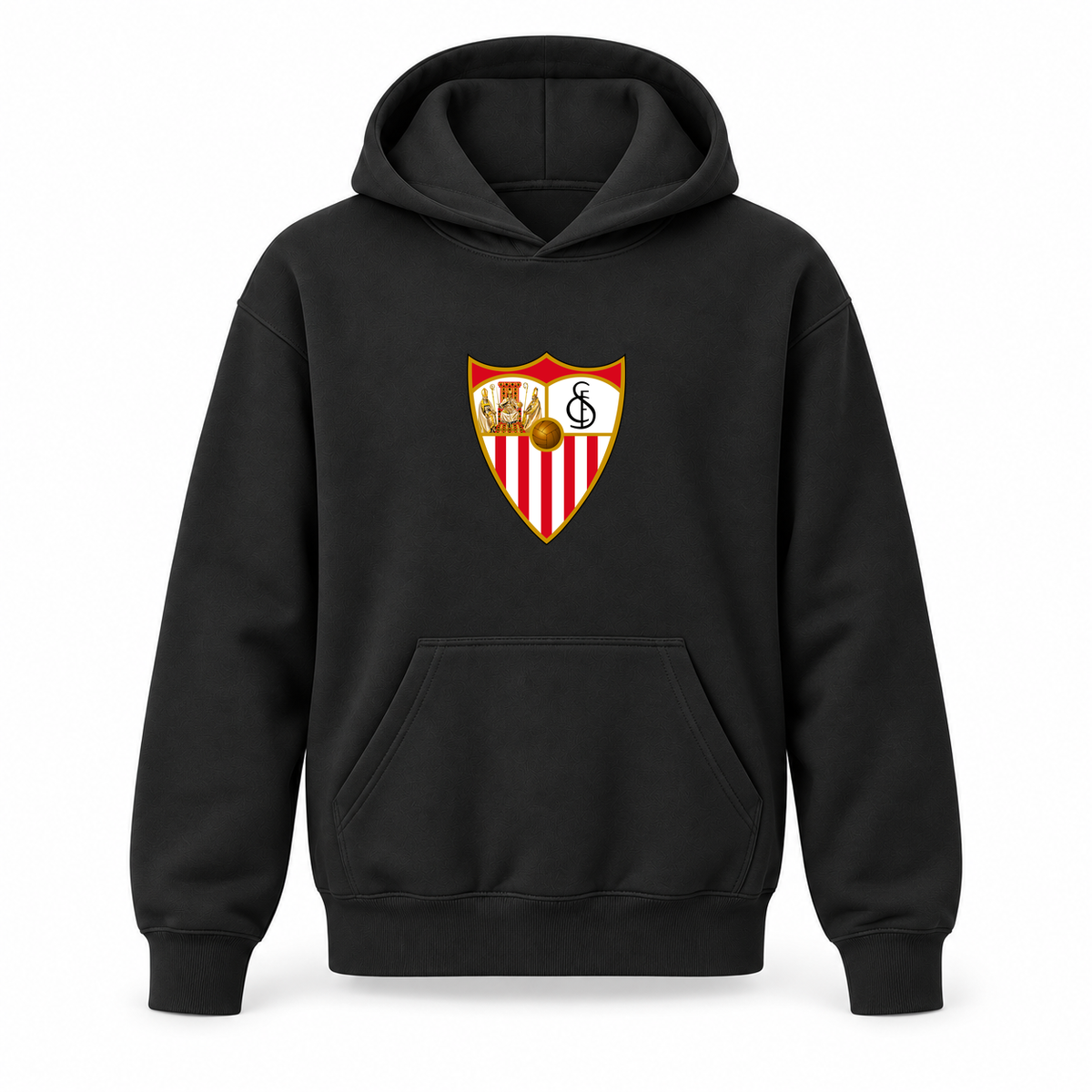 Youth Kids Sevilla FC Pullover Hoodie | Color: Black | Refreshed youth hoodie, original Drive artwork