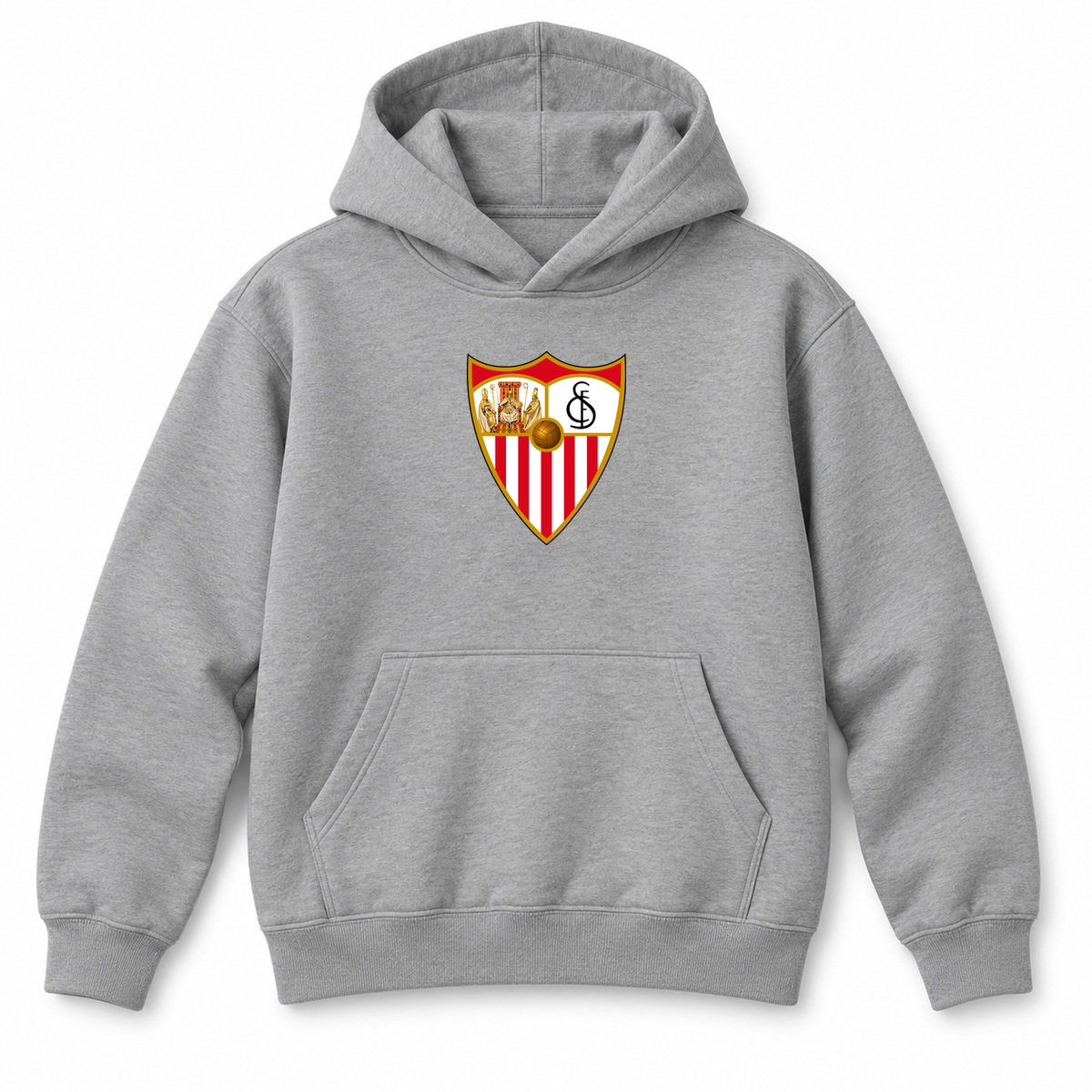 Youth Kids Sevilla FC Pullover Hoodie | Color: Grey | Refreshed youth hoodie, original Drive artwork