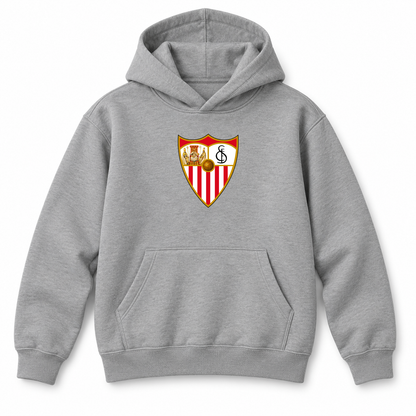Youth Kids Sevilla FC Pullover Hoodie | Color: Grey | Refreshed youth hoodie, original Drive artwork