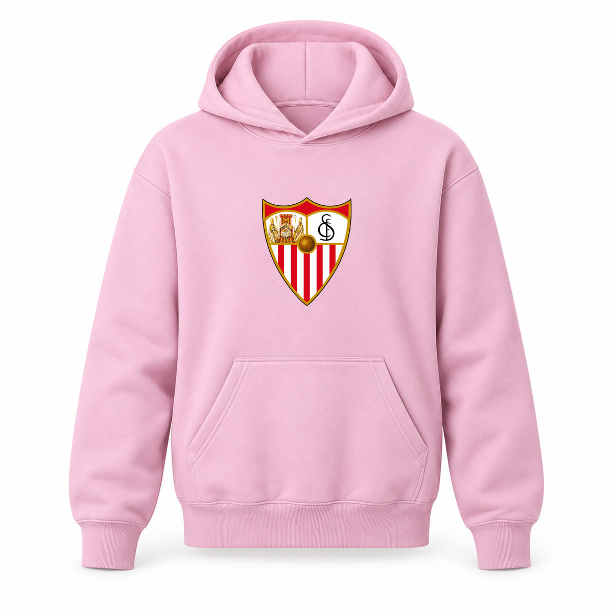 Youth Kids Sevilla FC Pullover Hoodie | Color: Light Pink | Refreshed youth hoodie, original Drive artwork