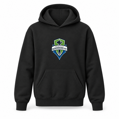 Youth Kids Seattle Sounders FC Pullover Hoodie | Color: Black | Refreshed youth hoodie, original Drive artwork