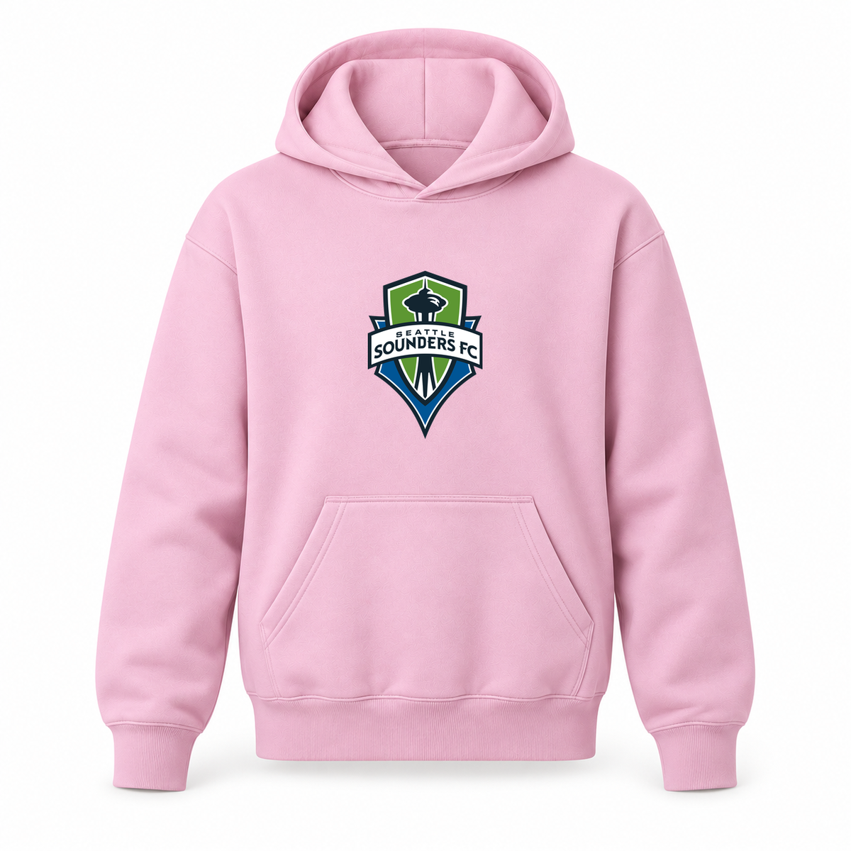 Youth Kids Seattle Sounders FC Pullover Hoodie | Color: Light Pink | Refreshed youth hoodie, original Drive artwork