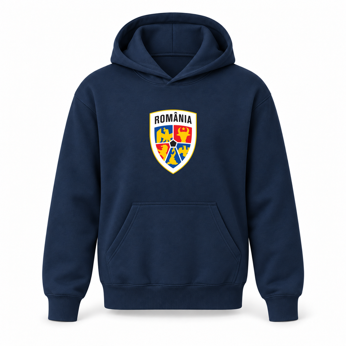 Youth Kids Romania National Soccer Team Pullover Hoodie | Color: Navy | Refreshed youth hoodie, original Drive artwork