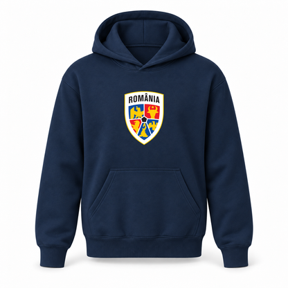 Youth Kids Romania National Soccer Team Pullover Hoodie | Color: Navy | Refreshed youth hoodie, original Drive artwork