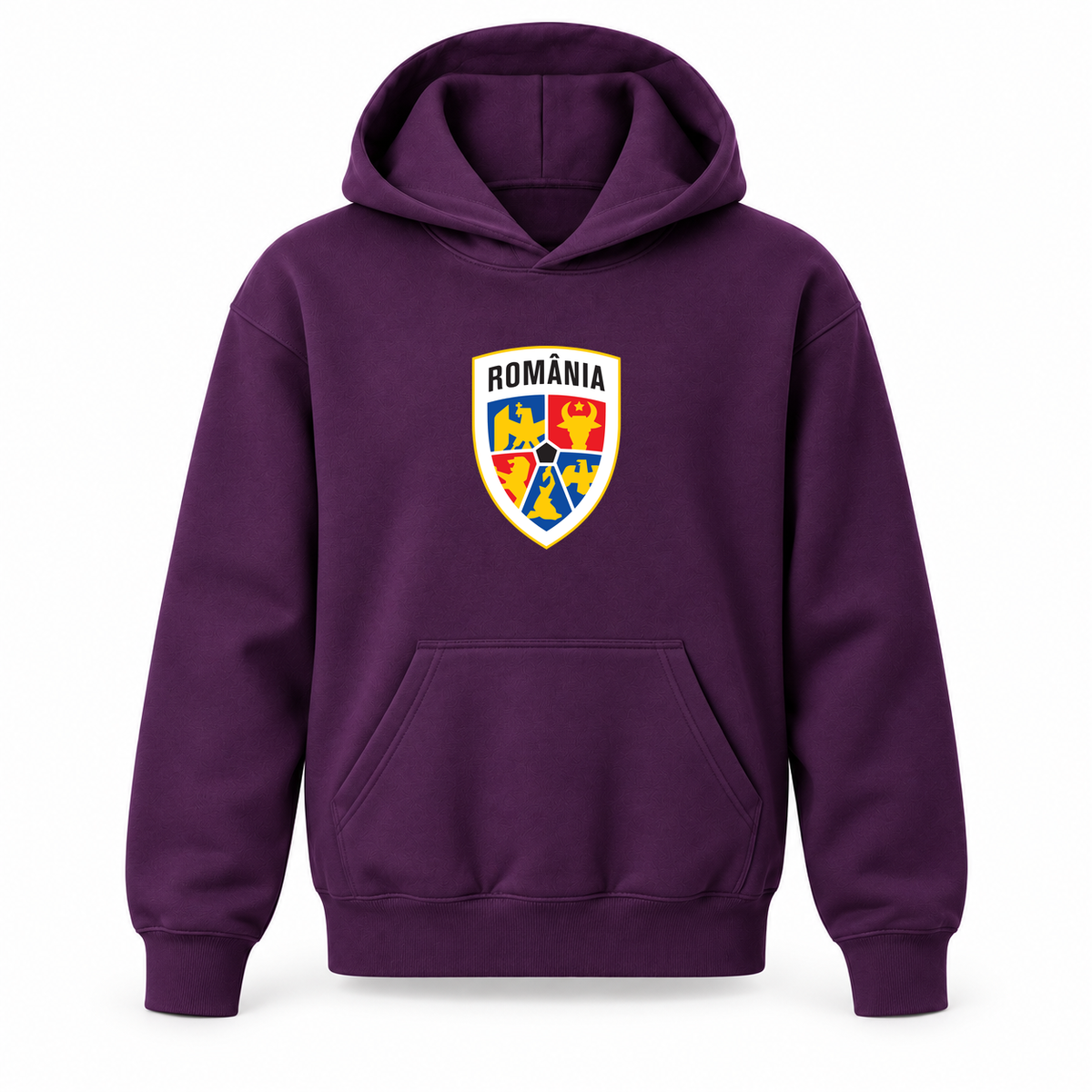 Youth Kids Romania National Soccer Team Pullover Hoodie | Color: Purple | Refreshed youth hoodie, original Drive artwork